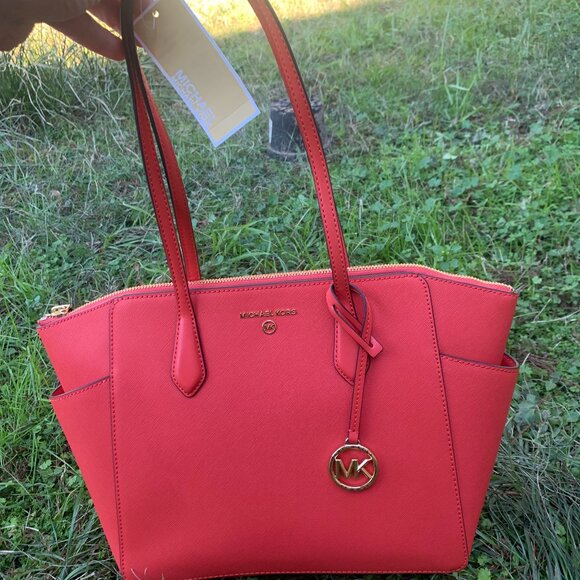 EUC Michael Kors Marilyn Medium Spiced Coral Saffiano Leather Tote Bag - Picture 14 of 14